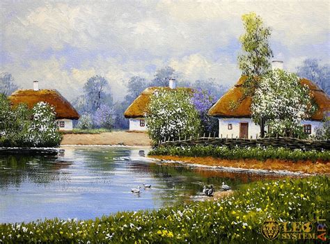 Paintings with Rural Houses in Villages | LeoSystem.art