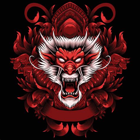 Dragon head vector illustration 27477656 Vector Art at Vecteezy