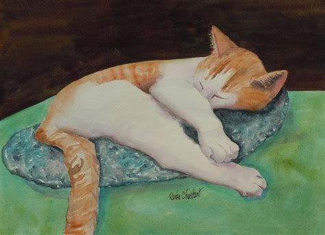 Sleepy Cat Painting by Renee Chastant - Fine Art America