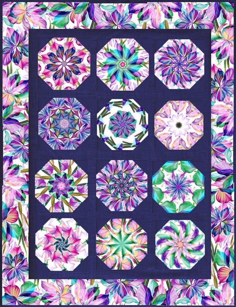 Pre Cut Quilt Kit Floral Fantasia - Kaleidoscope Quilting from P&B Textiles