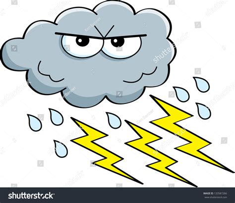 Cartoon Illustration Storm Cloud Rain Lightning Stock Vector 133587266 - Shutterstock