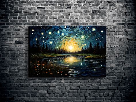 Fireflies Glowing in the Forest Canvas Wall Art, Fireflies in the Woods ...