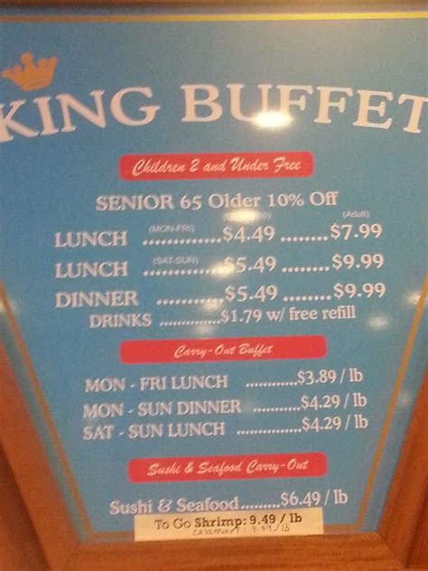 Menu at King Buffet restaurant, Webster, FM 528 Rd