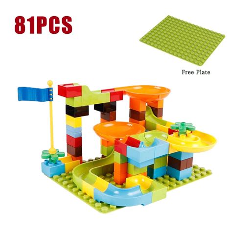 80/81/160Pcs Big Size DIY Ball Slide Building Blocks Toy Creative Maze Ball Track Building ...