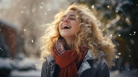 Premium AI Image | a woman laughing outside