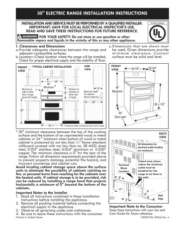 Kenmore 79098053003 Electric Range installation Guide | Manualzz