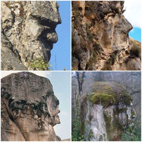 four pictures of different types of rock formations