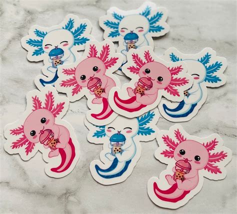 8 Assorted Axolotl Stickers - Etsy