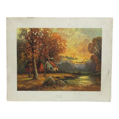 Vintage Mid-Century "Autumn Sunset" Robert Wood Original Print | Chairish