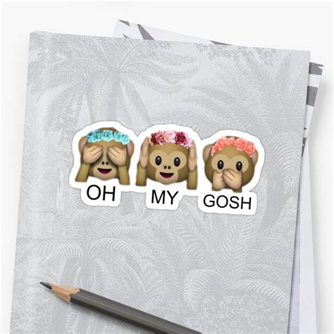 "OH MY GOSH - FLOWER CROWN TUMBLR EMOJI MONKEY" Sticker by ...