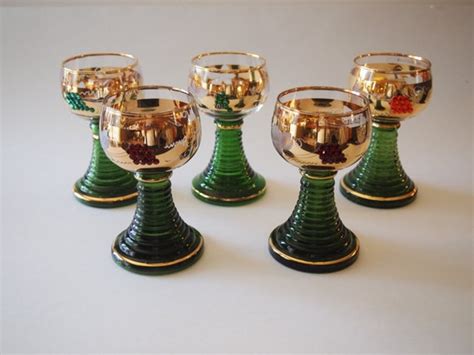 Roemer Glass Green Stemmed German Wine Glasses