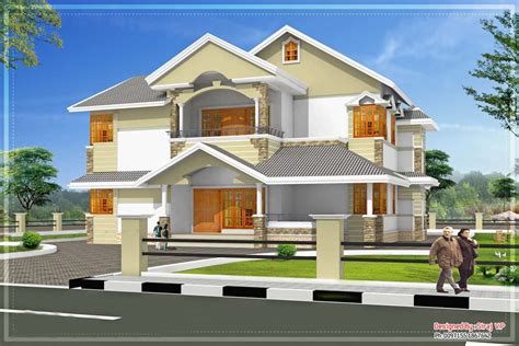 Sloping Roof Kerala Villa Elevation at 3700 sq.ft