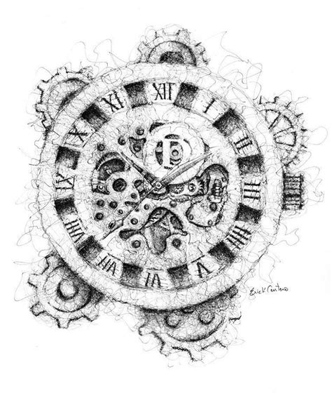 Clock Gears Drawing at PaintingValley.com | Explore collection of Clock ...