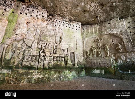 Interior of the Abbey Caves Brantme ,Cave Monastery in the Brantome, Perigord, Dordogne ...