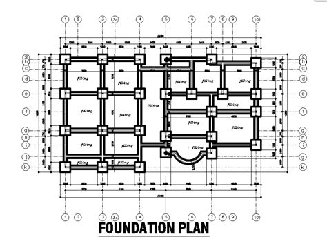 Foundation plan of 23x14m apartment plan is given in this Autocad drawing file. Download now ...