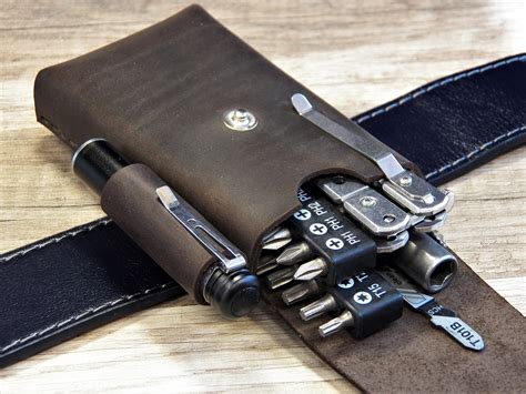 EDC pouch Leatherman EDC organizer Leather pocket organizer | Etsy