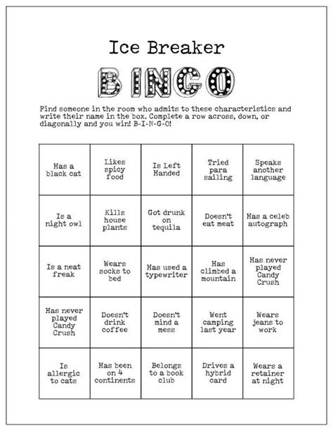 Ice Breaker Game Human Bingo Cards Get to Know You Party - Etsy | Ice breaker bingo, Ice breaker ...