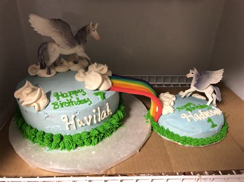 Pegasus unicorn birthday cake | Unicorn birthday cake, Rainbow cake, Cake