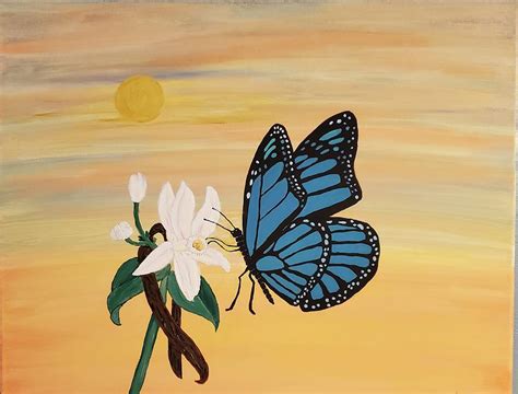 Blue Monarch Butterfly Painting by Tracy Chickadaunce - Fine Art America