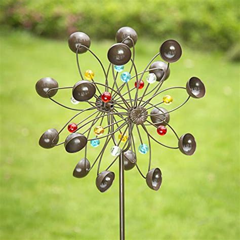 GIGALUMI Yard Wind Spinner, Copper Metal Garden Spinner Dual Rotors Wind Sculpture for Outdoor ...