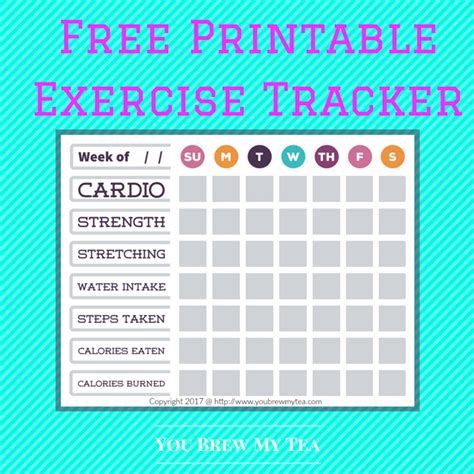 Free Printable Exercise Tracker - Exercise Tracker, Fitness Tracker, Fitness Tips, Health ...