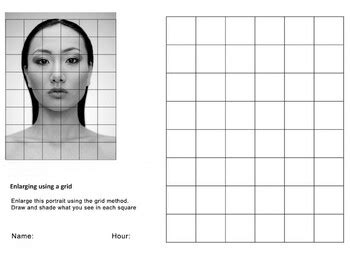 Grid Drawing Female Portrait Worksheet by Sarah Koch Art Education