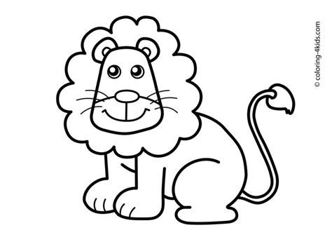 Lion Animals coloring pages for kids, printable free | Easy animal ...