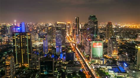 Timelapse Of Bangkok Skyline At Night Stock Video 11242049 | HD Stock Footage