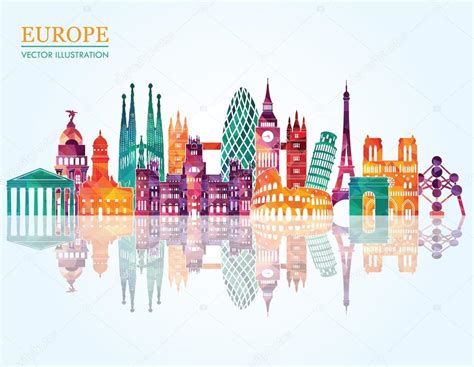 Europe skyline detailed silhouette — Stock Vector © CamillaCasablanca #90256794