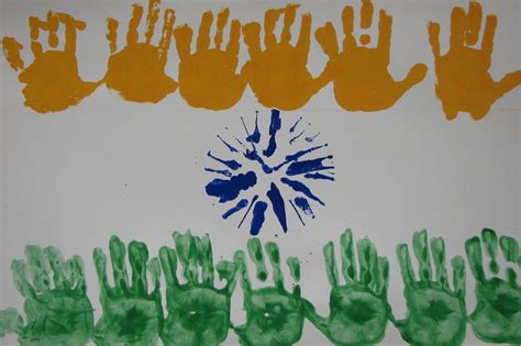 India handprint flag | India crafts, India flag, Summer school crafts