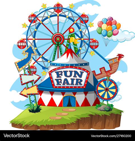 Fun fair theme park on isolated background Vector Image