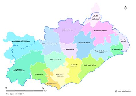 Carte des intercommunalités de l'Hérault