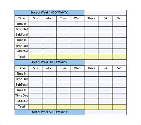 Free Printable Monthly Timesheet Template | room surf.com