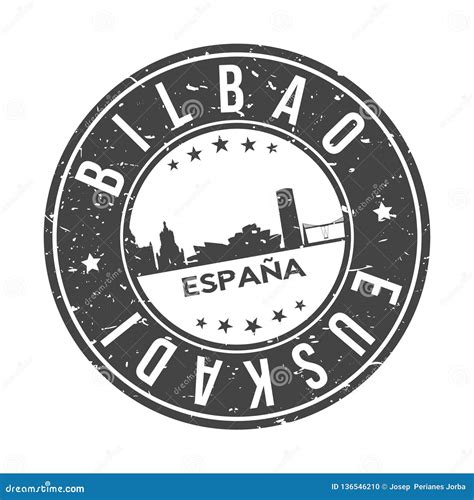 Bilbao Spain Europe Round Button City Skyline Design Stamp Vector ...