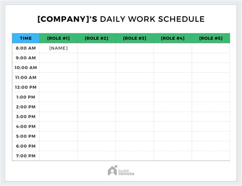 Daily Work Schedule Template | Buildremote