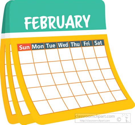 Calendar Clipart - monthly-calender-february-clipart-6227 - Classroom Clipart