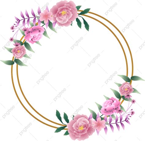 Pink Circle Frame Vector Hd PNG Images, Pink Circle Frame With Vector Flowers Free Png And, Pink ...