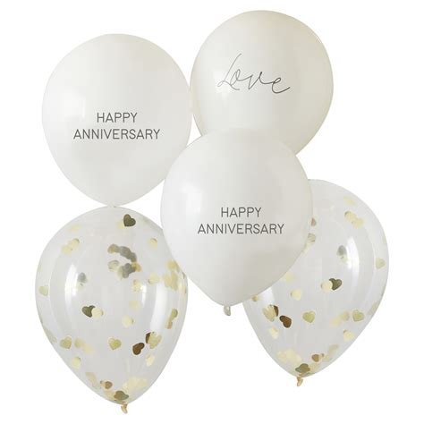 Happy Anniversary Hearts Gold Confetti Balloons 11 Latex - Etsy