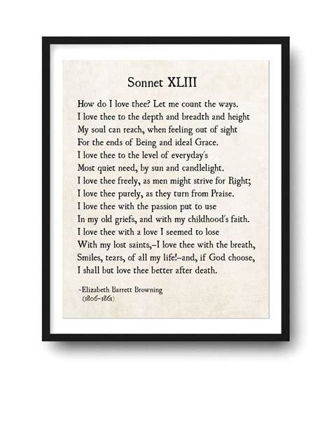 Elizabeth Barrett Browning How Do I Love Thee Sonnet 43 | Etsy