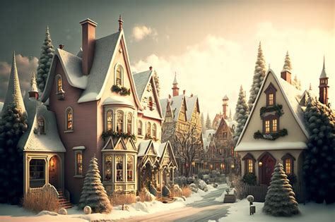 Christmas Village Winter Snow Landscape Backdrop M9-78 – Dbackdrop