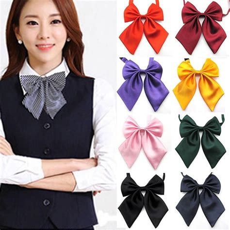 Women Cravat Tie Red Butterfly Bow Tie Black Knot Female Girl Student ...