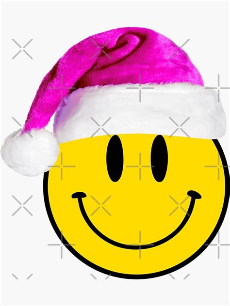 "Pink Santa Hat | Happy Face | Smiley | Purple |" Sticker by HappyFaceCo | Redbubble