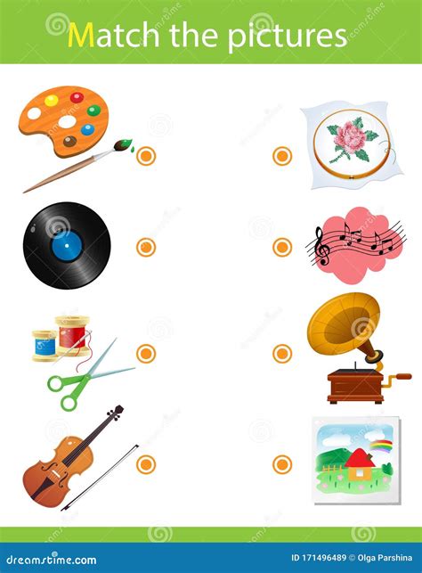 Matching Game, Education Game for Children. Puzzle for Kids. Match the Right Object Stock Vector ...