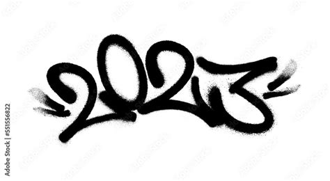 Sprayed 2023 tag gfont graffiti with overspray in black over white. Vector illustration. Stock ...