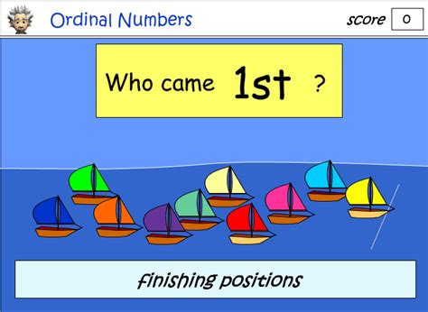 Ordinal numbers, Mathematics skills online, interactive activity lessons