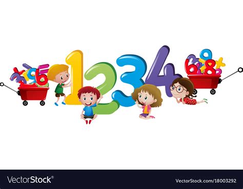 Children counting numbers one to four Royalty Free Vector