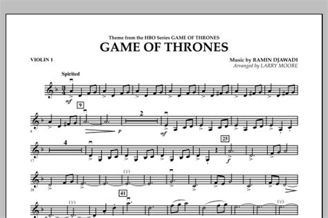 Game of Thrones (arr. Larry Moore) - Violin 1 by Ramin Djawadi Sheet ...