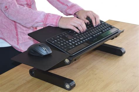 WorkEZ Keyboard and Mouse Tray ergonomic adjustable height angle negative tilt sit to stand up ...