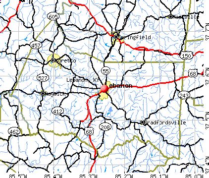 Map Of Lebanon Ky | Islands With Names
