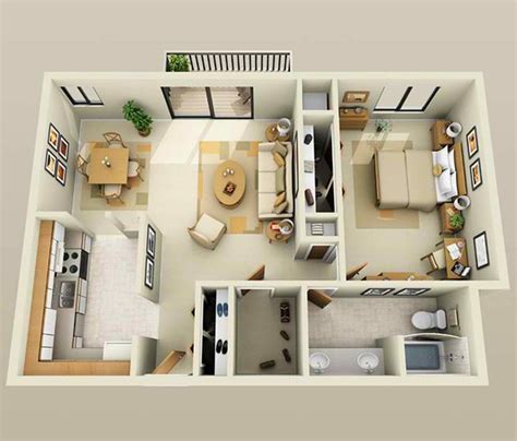 20 One Bedroom Apartment Plans for Singles and Couples | Home Design Lover